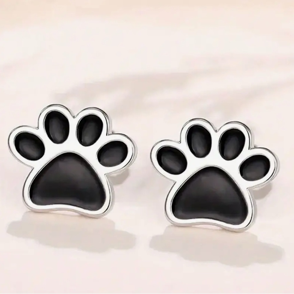 Sterling Silver S925 Cute Paw Print Earrings